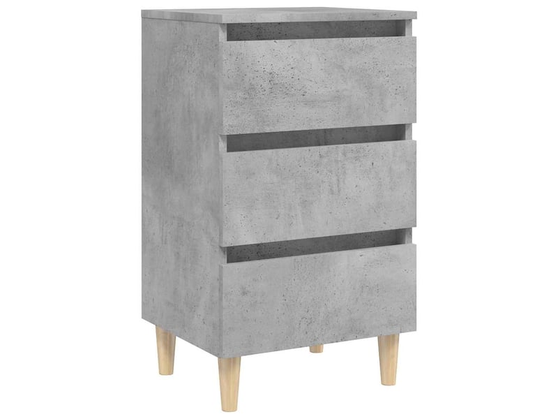  Lot de 2 tables de chevet - cabinet de chevet - table de nuit avec pieds en bois gris béton 40x35x69cm  - Conforama C