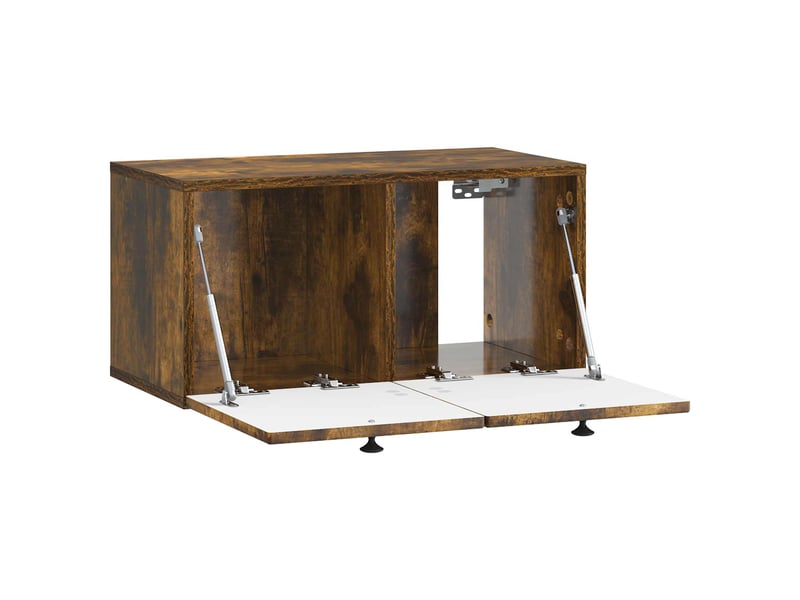  Meuble tv - banc tv - meuble de rangement mural chêne fumé 59,5 x 31 x 30 cm bois d'ingénierie  - Conforama E