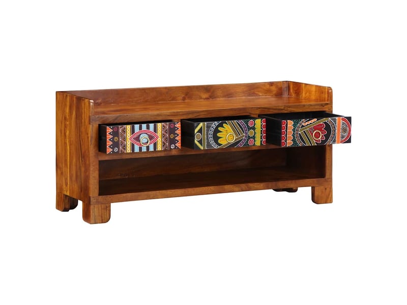  Banc à chaussures, banc de rangement avec tiroir marron miel 100x35x45 cm  - Conforama C