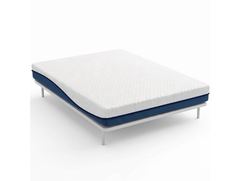  Matelas 160x200cm 2 personnes mémoire de forme au thé vert | épaisseur 20cm soutien ergonomique | déhoussable et lavable - blanc et bleu  - Conforama A