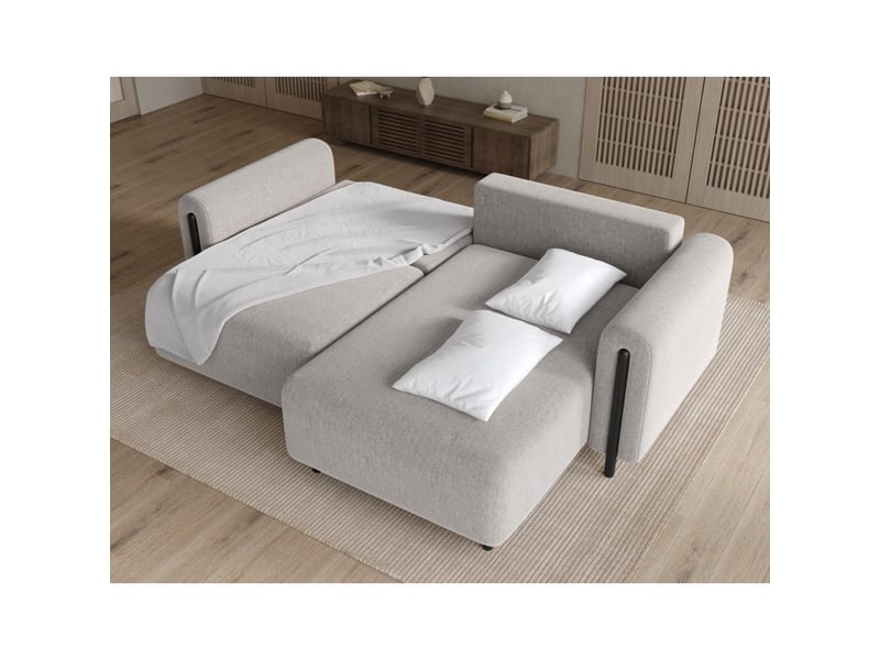  Canapé d'angle convertible arvessa gris clair bouclette – angle droit  - Conforama D