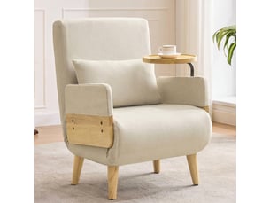 Fauteuil convertible 3 en 1, fauteuil lit 1 place avec tablette, beige