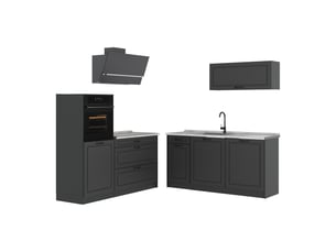 Vicco cuisine, anthracite campagneanthracite, 160cm plan de travail marbre