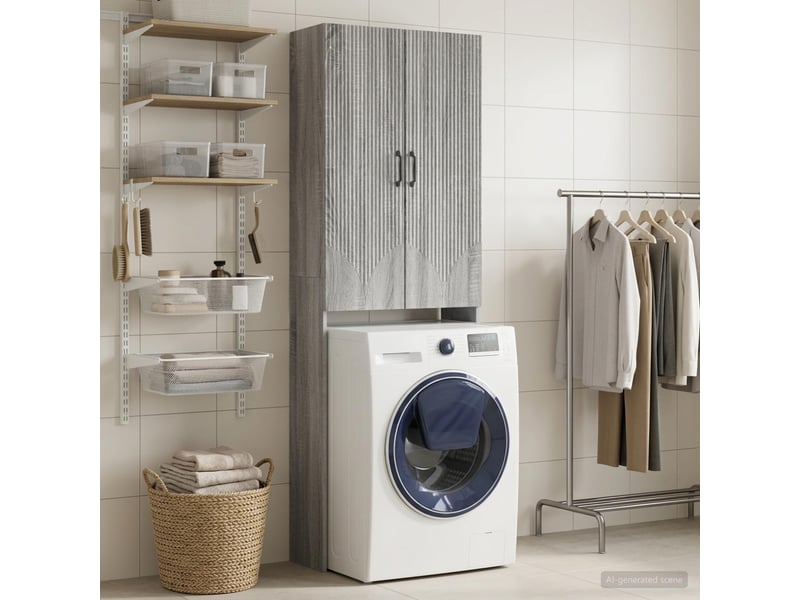 Armoire de toilette, meuble de toilette hoorn sonoma gris 66x25.5x190 cm - Conforama B