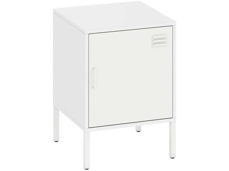  Table de chevet en acier blanc avec étagère réglable sur 3 niveaux - 40 x 40 x 56 cm  - Conforama A