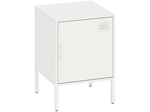 Table de chevet en acier blanc avec étagère réglable sur 3 niveaux - 40 x 40 x 56 cm
