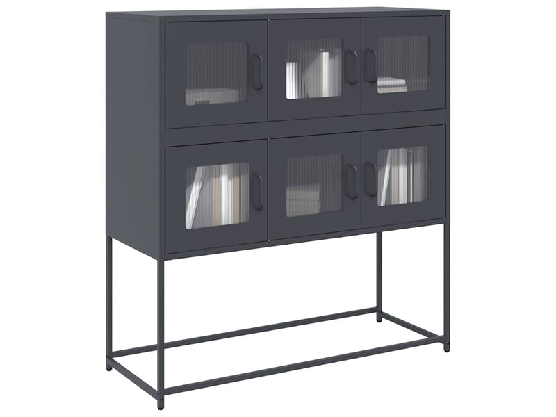  Buffet - bahut - meuble de rangement anthracite 100,5x39x107 cm acier laminé à froid  - Conforama B