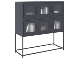 Buffet - bahut - meuble de rangement anthracite 100,5x39x107 cm acier laminé à froid