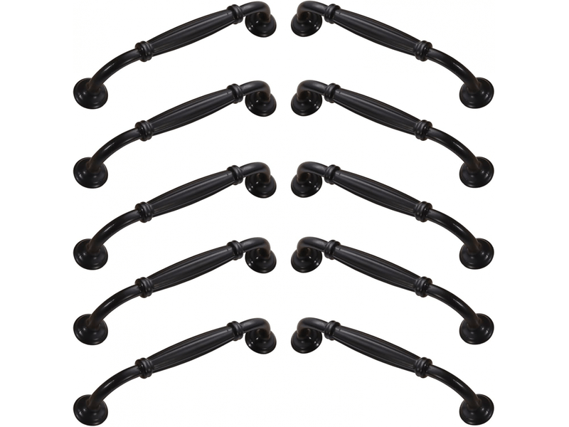  Lot de 10 poignées de porte d'armoire en alliage d'aluminium avec vis pour cuisine, chambre à coucher et meubles (noir, 128 mm)  - Conforama A