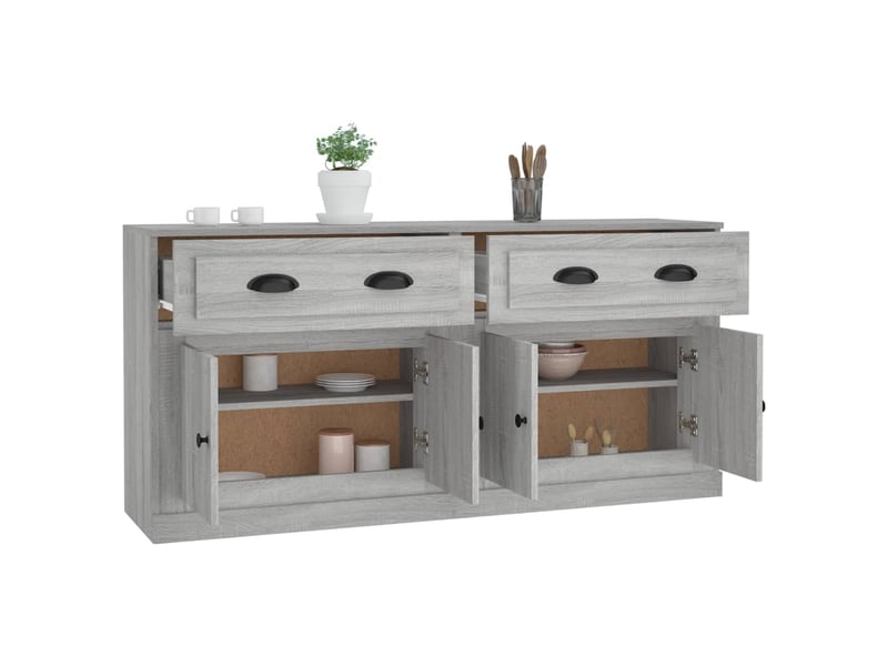  Buffets 2 pcs - bahut - meuble de rangement sonoma gris bois d'ingénierie  - Conforama E