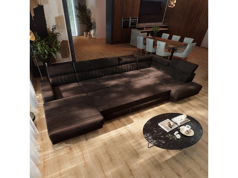 Canapé d'angle gaian, velours marron - Conforama D