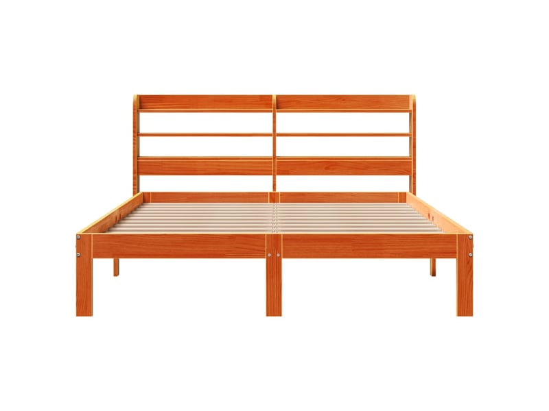  Lit double- lit adulte -  cadre de lit sans matelas  marron 135x190cm bois pin massif  - Conforama C