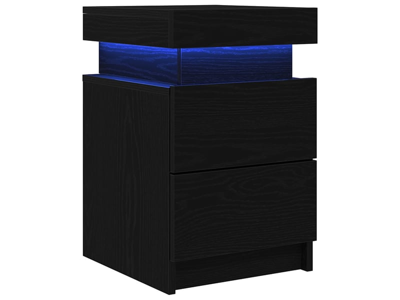  Table de chevet avec tiroir 2 pièces chêne noir 35 x 39 x 55 cm  - Conforama A