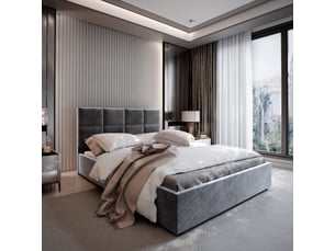 Lit coffre 180x200 cm <strong>MASSENO</strong> <strong></strong> coloris gris