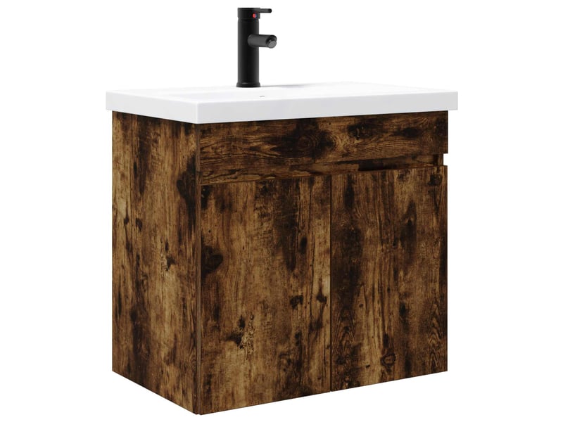 Meuble de rangement salle de bain avec robinet chêne fumé shl1166 - Conforama A