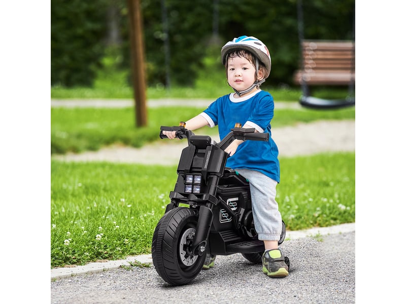 Moto électrique pour enfants de 3 à 5 ans, en polypropylène et métal, avec roues, klaxon et musique, 86 x 44 x 58 cm, noire  - Conforama D