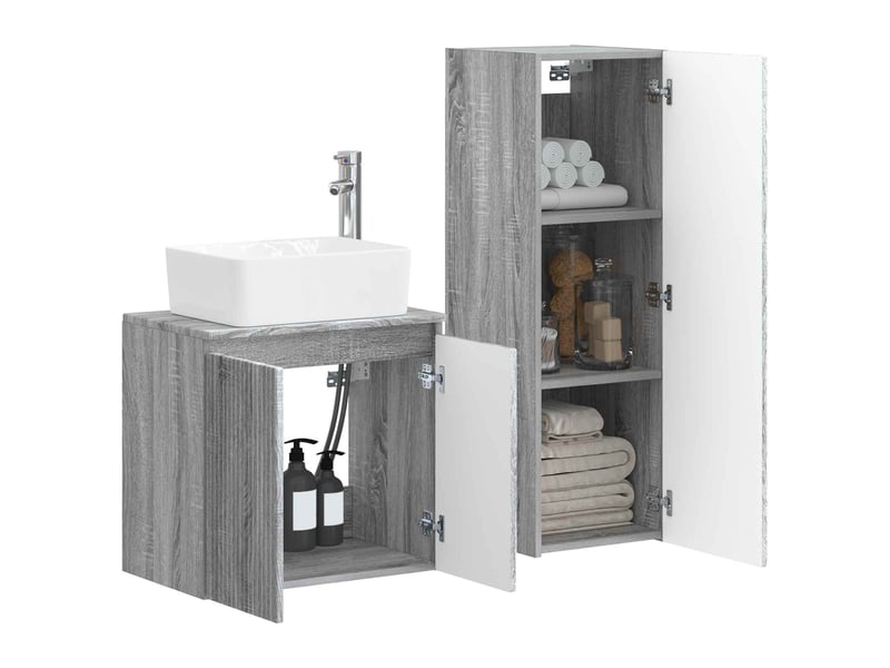 Ensemble de mobilier de salle de bain 2 pcs sonoma gris shl9218  - Conforama C