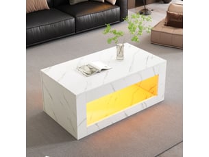 Table basse rectangulaire coloris blanc <strong>KORFEE</strong> <strong></strong> - 50 cmx100 cm