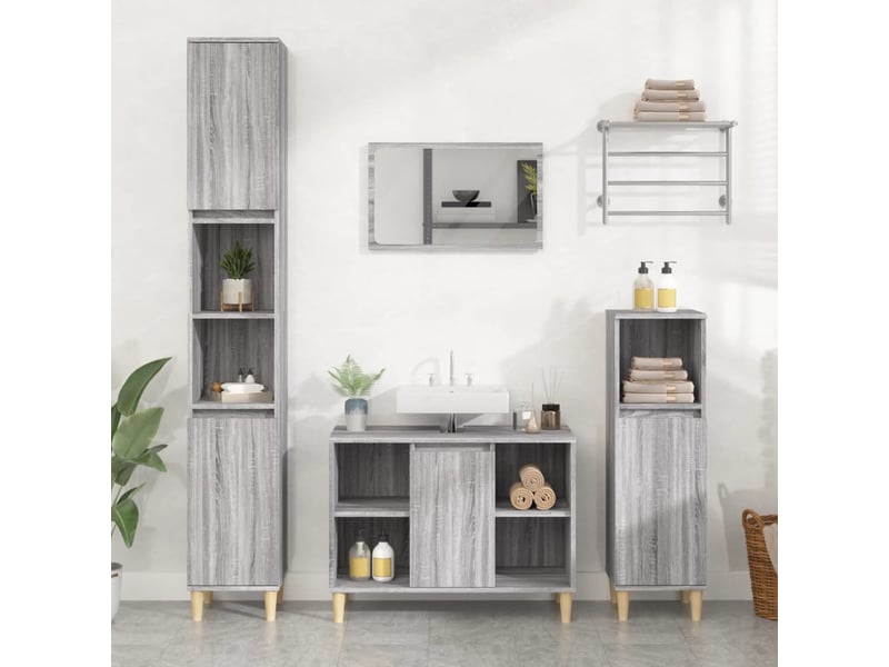  Ensemble de meubles de salle de bain 3 pcs sonoma gris cf63813  - Conforama B