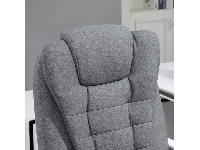 Fauteuil de bureau gris avec massage, chauffage et repose-pieds, dossier inclinable et hauteur réglable - Conforama D