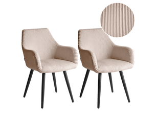 Lot de 2 chaises de salle à manger mori velours côtelé beige