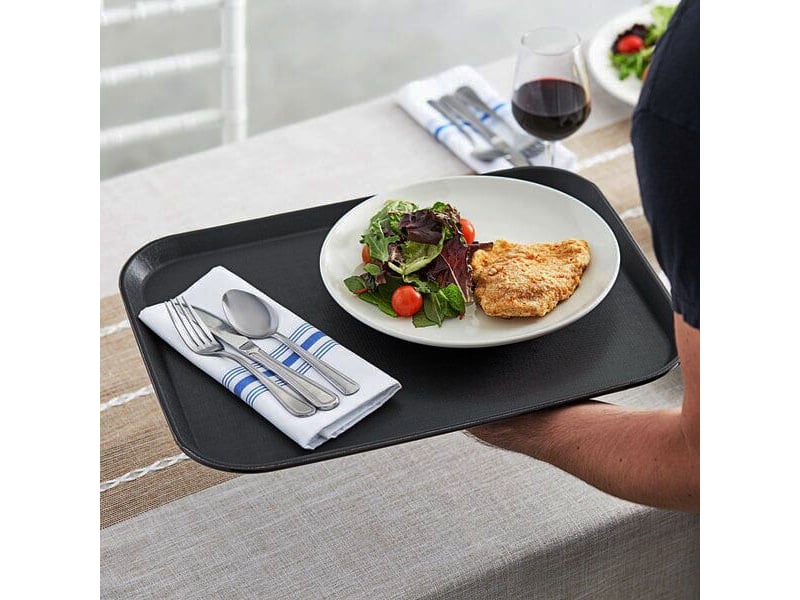 Lot de 6 plateau de service rectangulaire noir antidérapant professionnel pour repas, café et restauration-largeur 36 x longueur 46cm - Conforama B