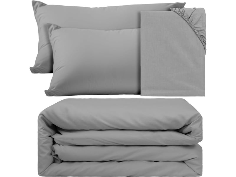  Juego de funda nordica  microfibra de poliester suave - juego de funda edredónes, bajera y funda de almohada cama 90, 135, 150  - Conforama A