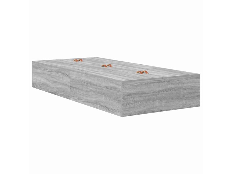  Lit simple- lit adulte -  cadre de lit avec rangement avec porte gris sonoma 90 x 190 cm  - Conforama D