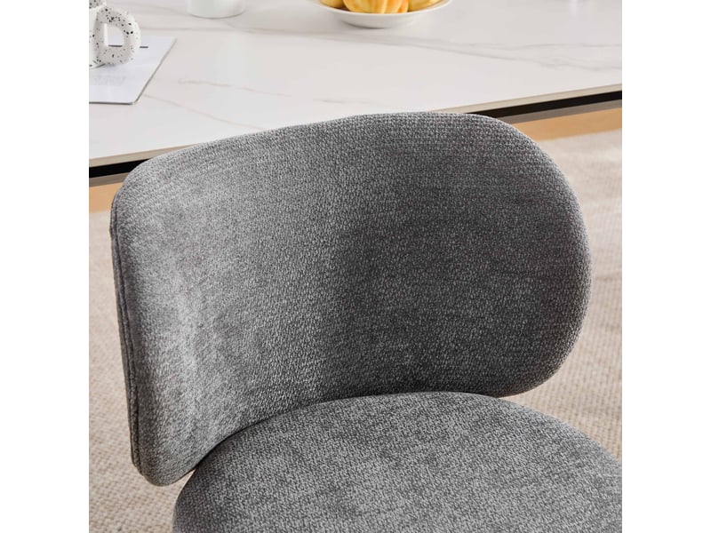  Chaises de salle à manger gris chenille, lot de 2, dossiers courbés, piètement métal bronze, design moderne  - Conforama E