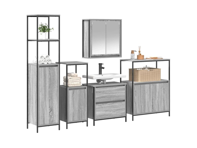  Ensemble de mobilier de salle de bain 5 pc gris cf64564  - Conforama C