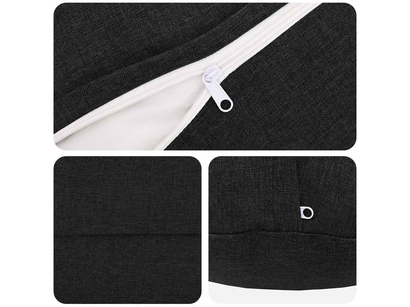  Lot de 6 coussins avec oreiller, coussins décoratifs heerlen noir tissu cf50737  - Conforama D