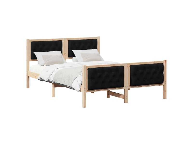  Lit double- lit adulte -  cadre de lit avec tête de lit noir 150 x 200 cm pin massif  - Conforama B