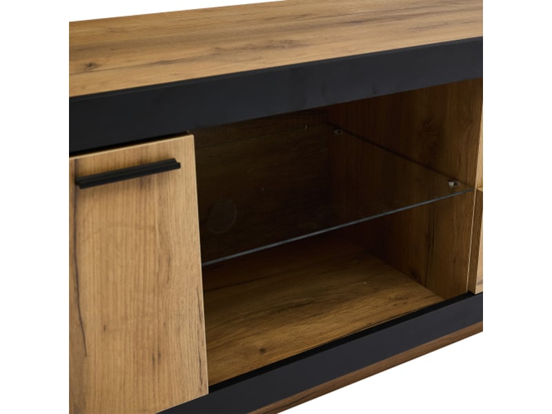  Meuble tv led avec étagères en verre pour salon, chambre, commode tv avec rangement, meuble pour téléviseurs 706555 pouces  - Conforama D