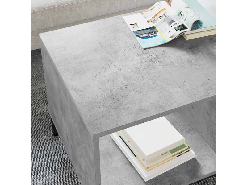Table basse - table de salon - table à thé gris béton 90 x 49 x 46 cm bois d'ingénierie - Conforama D