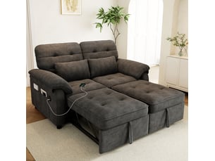 Canapé droit convertible <strong>TCQPZ</strong> <strong></strong> 2 places Tissu gris