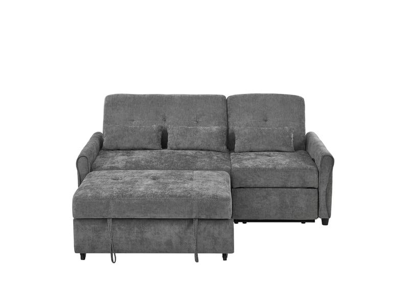  Canapé convertible 3 places 176x148x83 cm gris en chenille, dossier réglable et surface extensible  - Conforama A