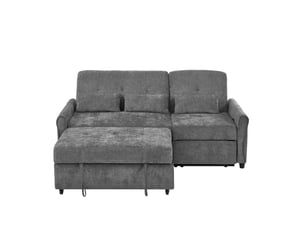 Canapé convertible 3 places 176x148x83 cm gris en chenille, dossier réglable et surface extensible