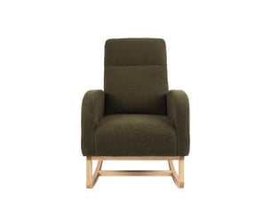 Fauteuil à bascule - 75x63x104 cm - chaise à bascule ergonomique en tissu teddy avec pochette - vert