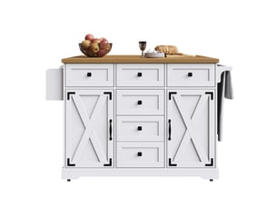 Îlot de cuisine pliant 147 x 70 x 93 cm blanc en mdf et métal, table et rangement pour petits espaces