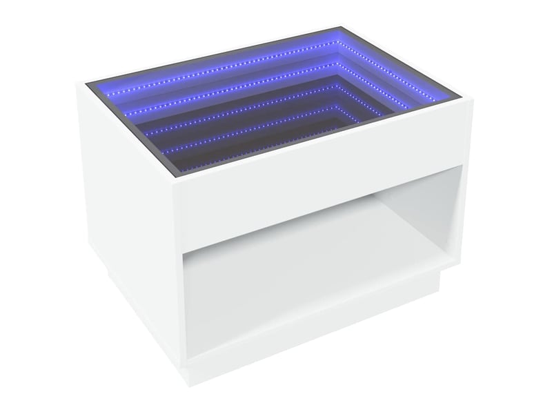 Table basse - table de salon - table à thé avec led infini blanc 70x50x50 cm - Conforama E