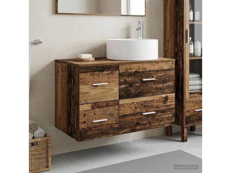 Ensemble de mobilier de salle de bain 2 pc bois ancien cf64030 - Conforama B