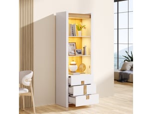 Vitrine coloris blanc 3 étagère(s) <strong></strong> <strong>Fay Lum</strong> - 63 cmx200 cm