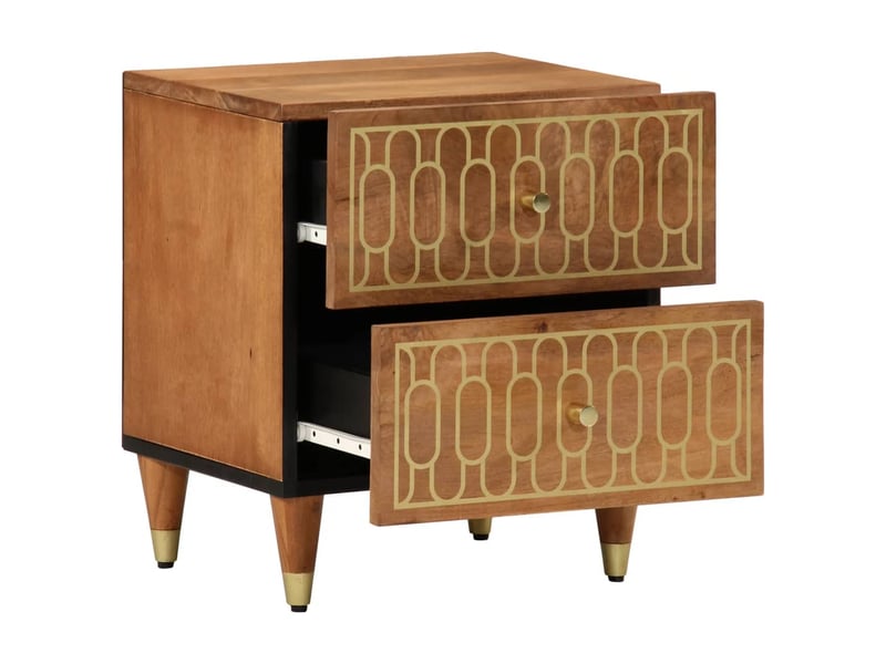 Lot de 2 tables de chevet - cabinet de chevet - table de nuit 40x33x46 cm bois de manguier solide  - Conforama B