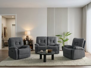 Canapé droit fixe <strong>BELIANI</strong> <strong></strong> 4 places Tissu gris avec coffre de rangement