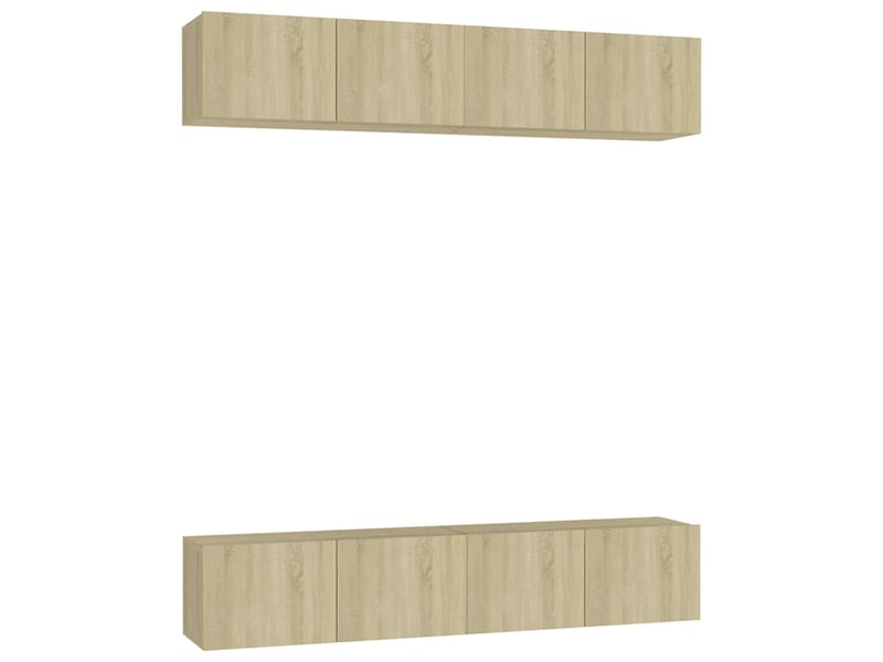  Lot de 4 meuble tv bas salon chêne sonoma 80x30x30 cm bois d'ingénierie shl10839  - Conforama A