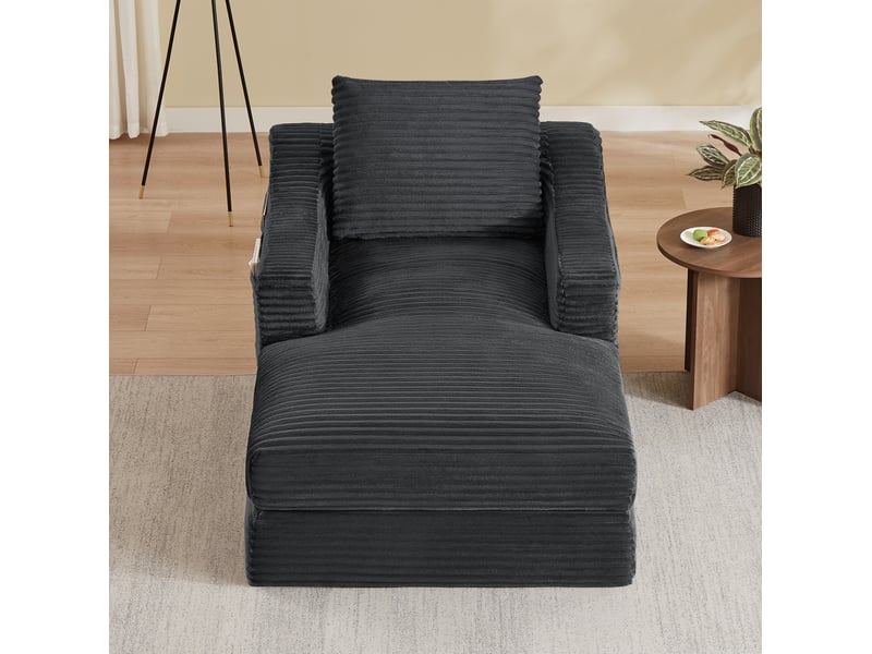  Fauteuil convertible avec design double couche et fonction couchage, en mousse et velours côtelé gris foncé  - Conforama C