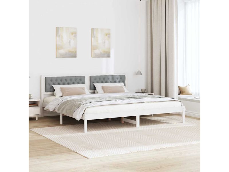 Lit double- lit adulte - cadre de lit gris clair 200 x 200 cm pin massif - Conforama C