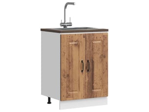 Meuble de cuisine, meuble bas pour évier kalmar vieux bois bois d'ingénierie