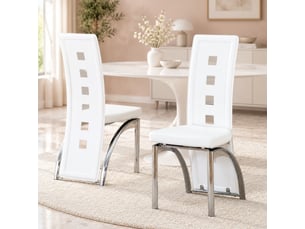 Lot de 2 chaises de salle à manger en pu blanc et métal argenté - 43 x 49 x 102,5 cm