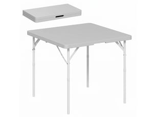 Table de camping pliante, réglable sur 2 hauteurs, en pehd et métal, 86 x 86 x 74 cm, gris foncé
